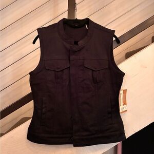 Black Sleeveless Biker Vest
